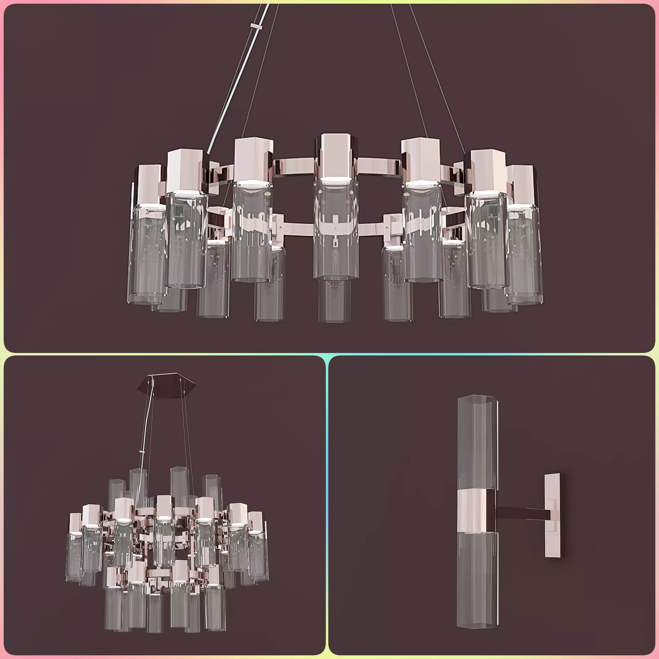 LUXURY CHANDELIERS AND WALL LIGHT  3D model_0