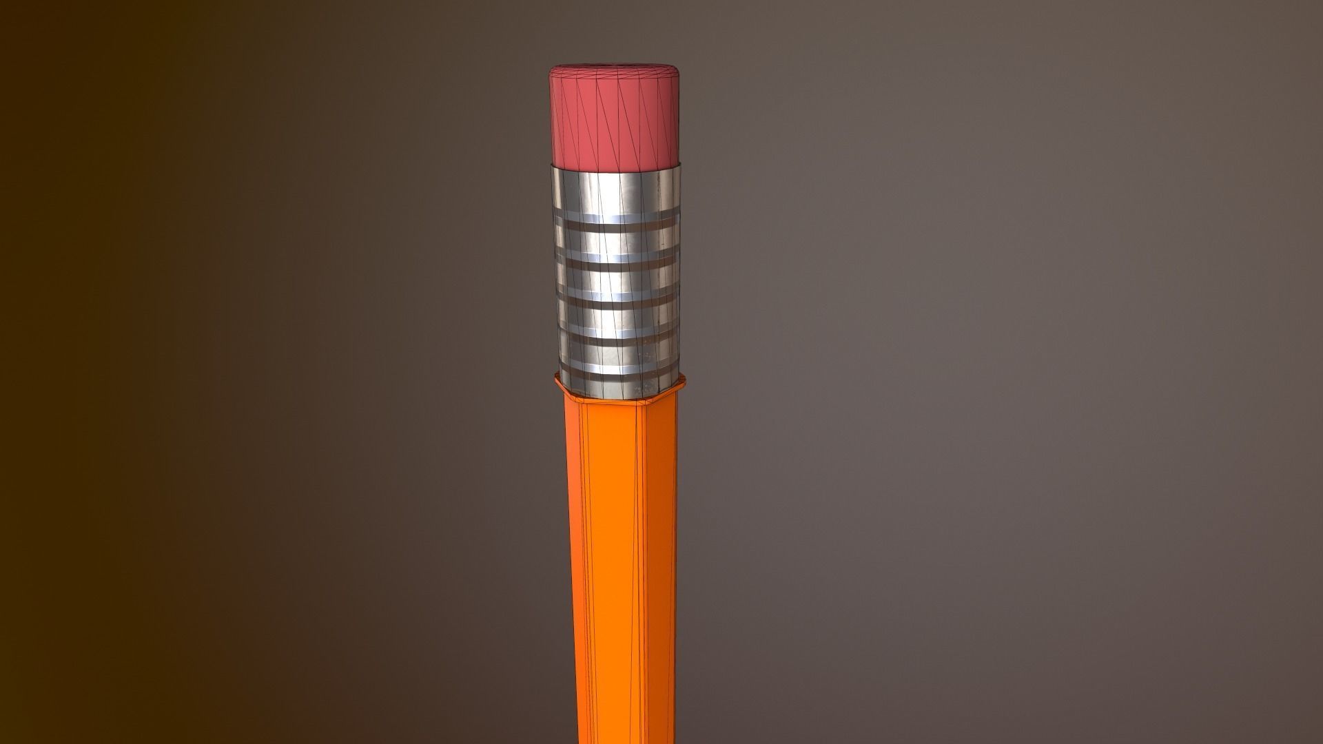 Pencil orange Low-poly 3D model_8