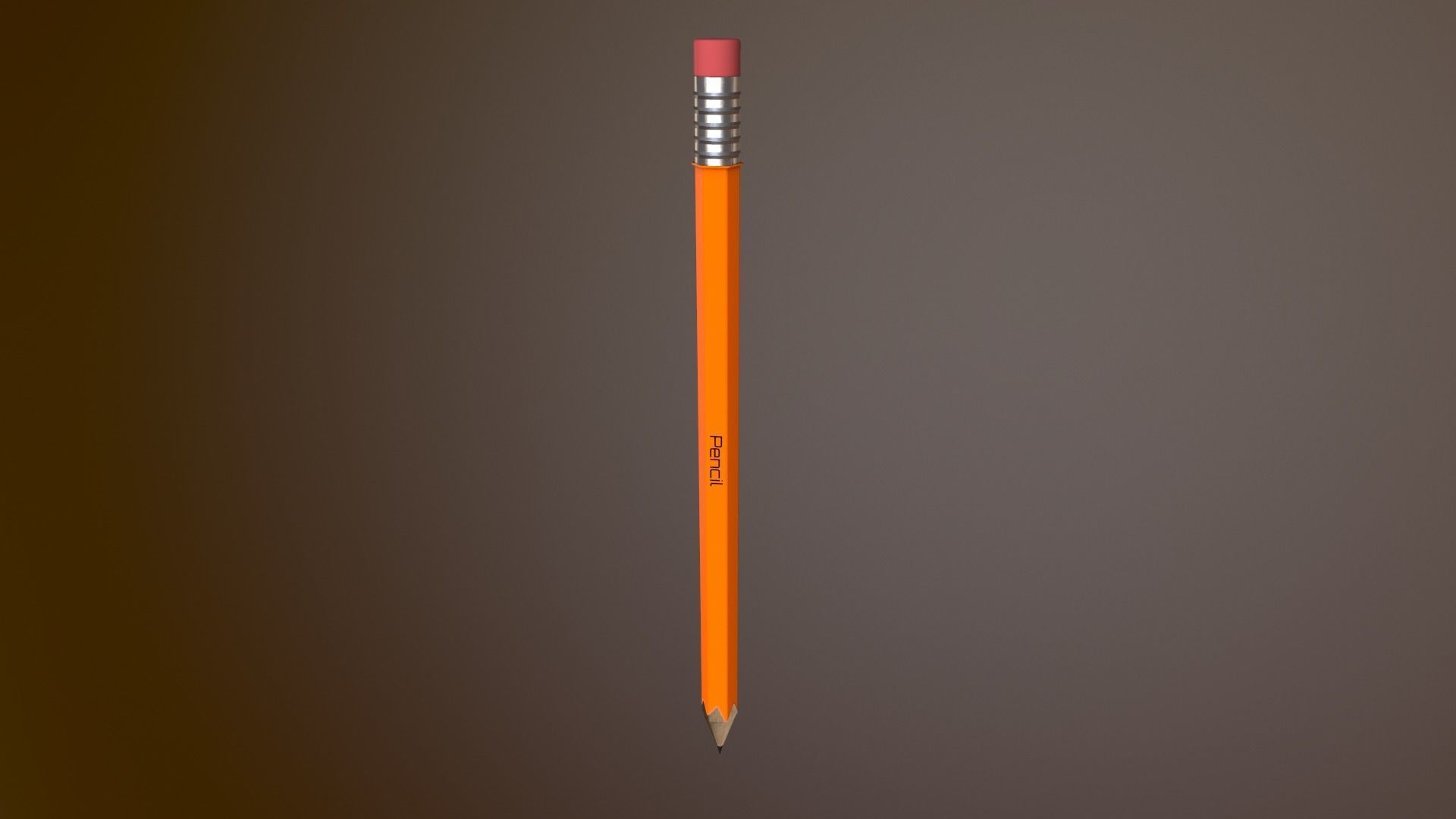 Pencil orange Low-poly 3D model_6