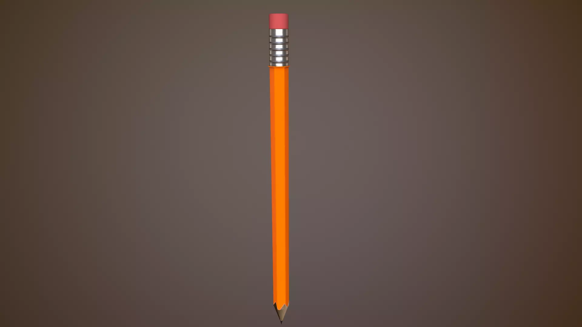 Pencil orange Low-poly 3D model_0