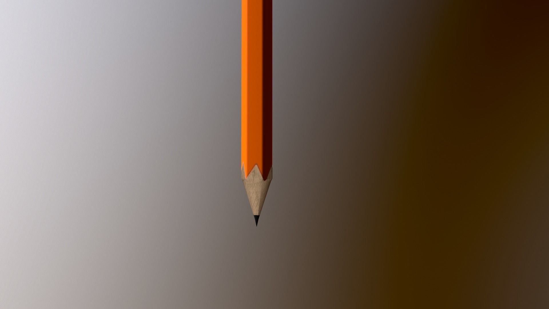 Pencil orange Low-poly 3D model_5