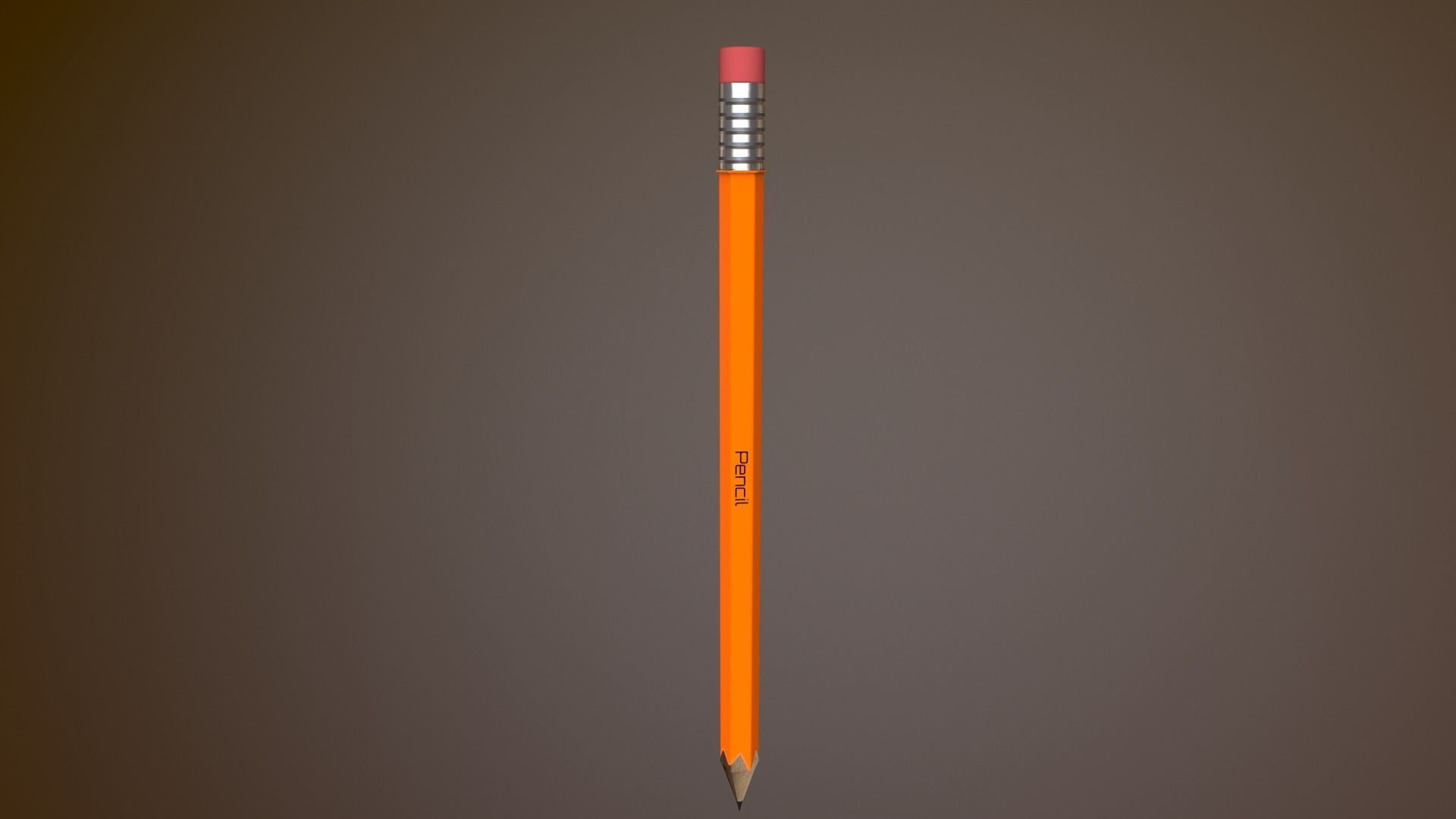 Pencil orange Low-poly 3D model_3