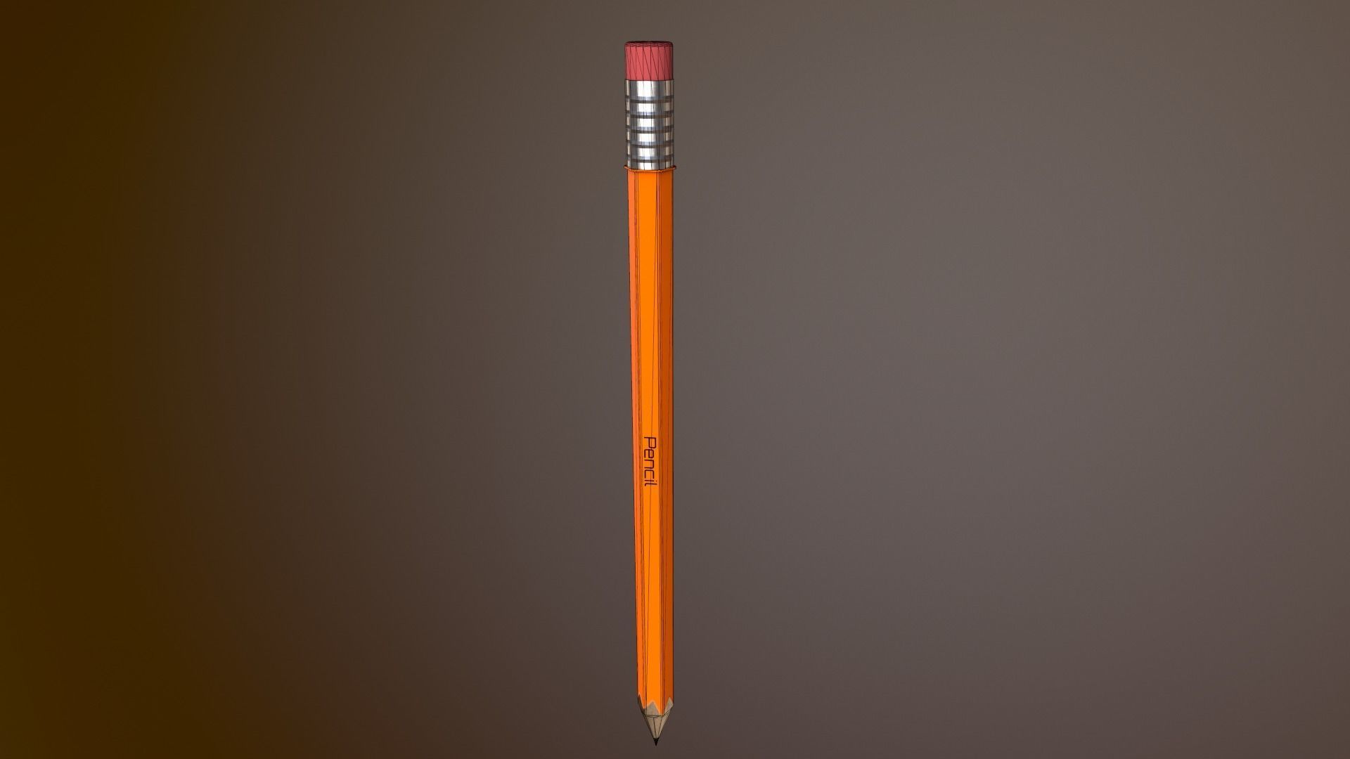 Pencil orange Low-poly 3D model_7