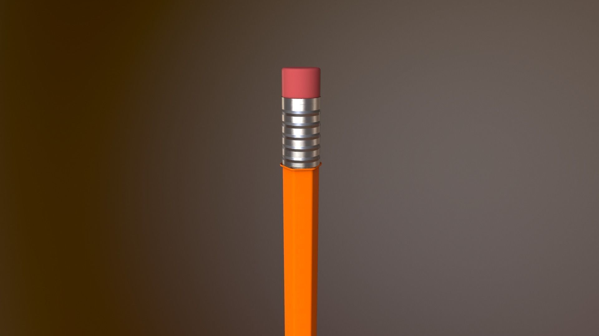 Pencil orange Low-poly 3D model_2