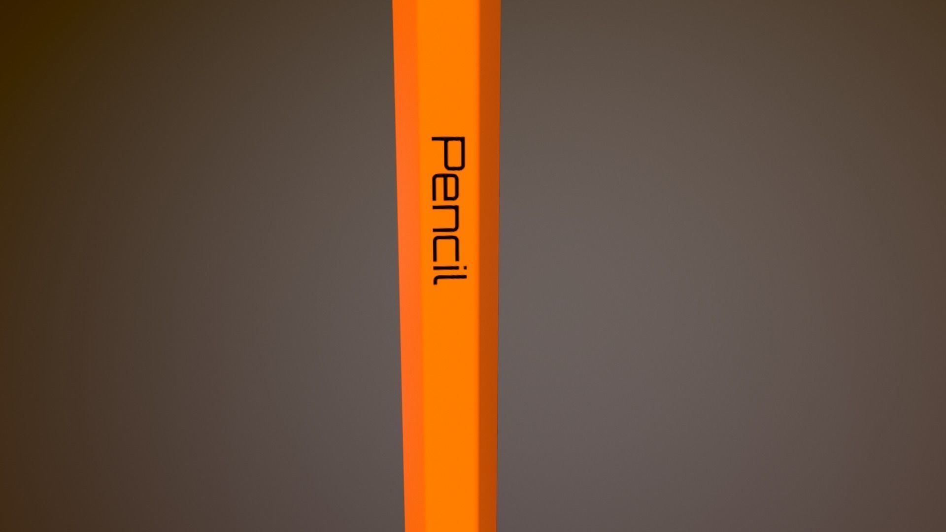 Pencil orange Low-poly 3D model_4