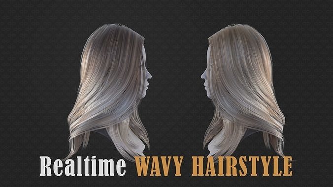 Long wavy hair Low-poly 3D model