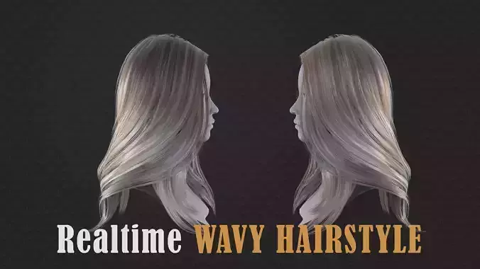 Long wavy hair Low-poly 3D model