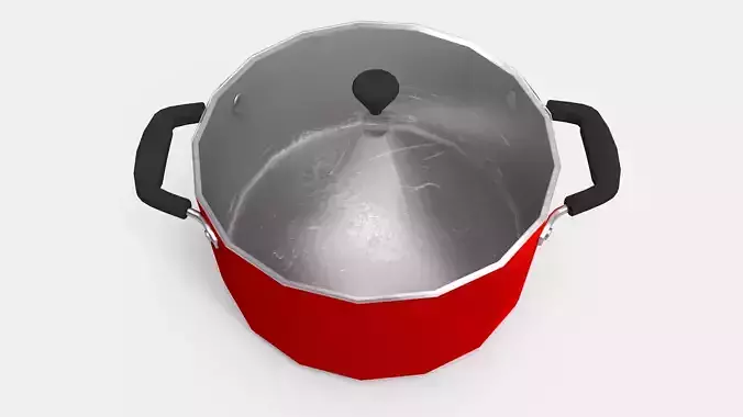 Aluminum Saucepan Low-poly 3D model