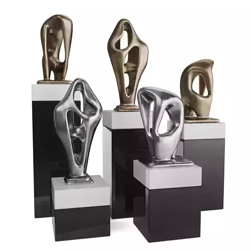 Amorphous figures pedestal brass chrome