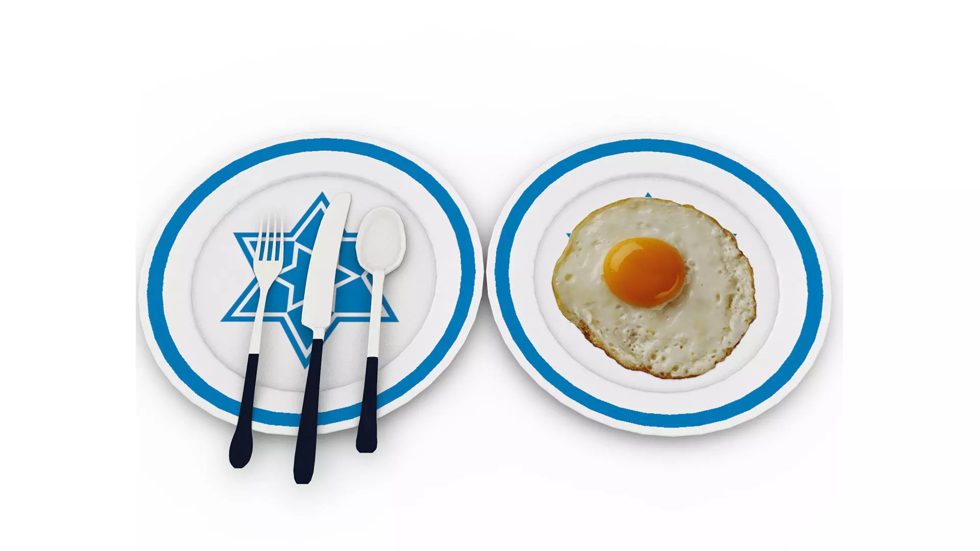 Egg Omelet with plate and knife Low-poly 3D model