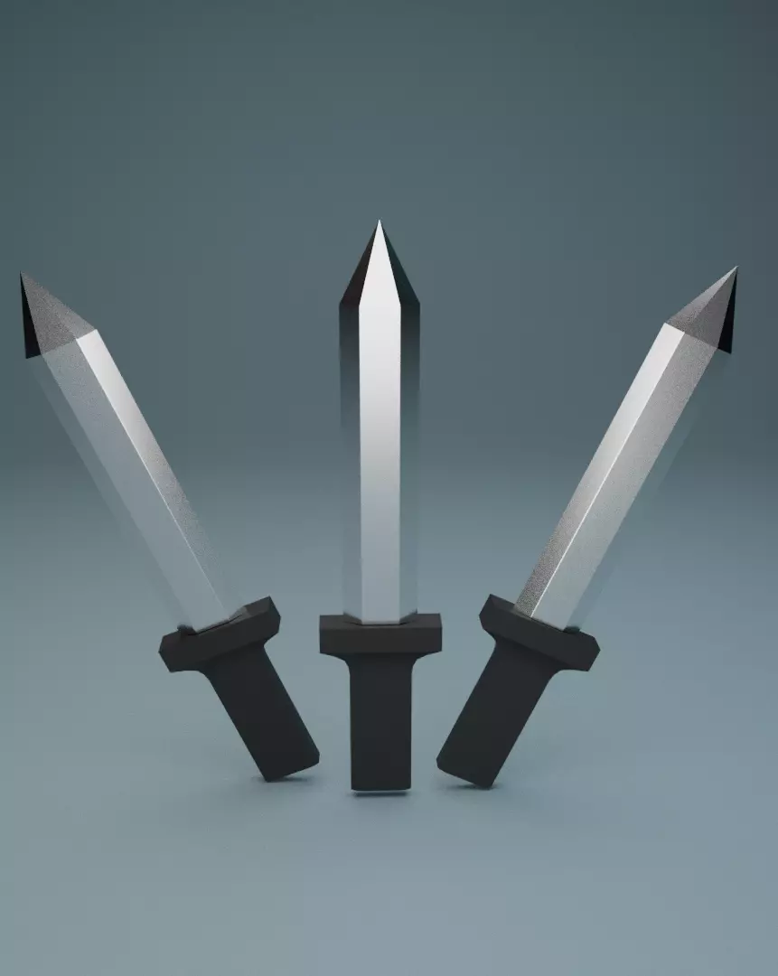 Low-Poly Knife sword Low-poly 3D model_0