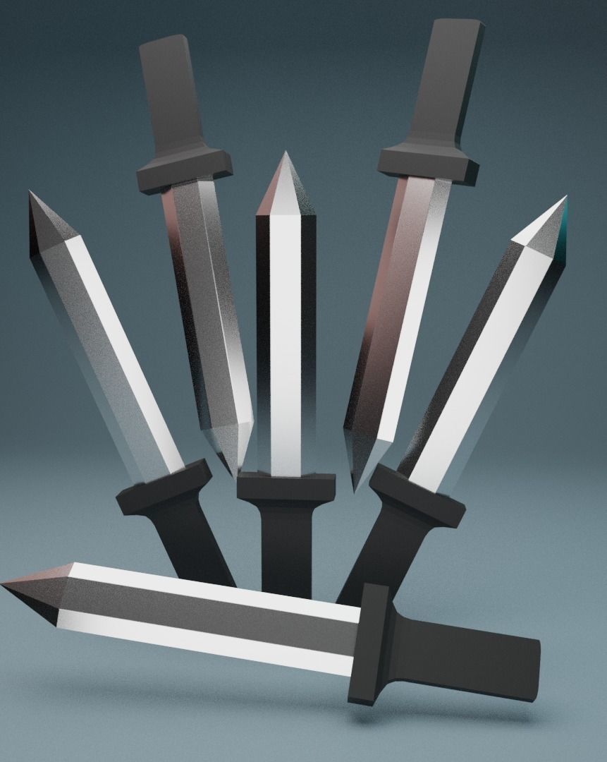 Low-Poly Knife sword Low-poly 3D model_8