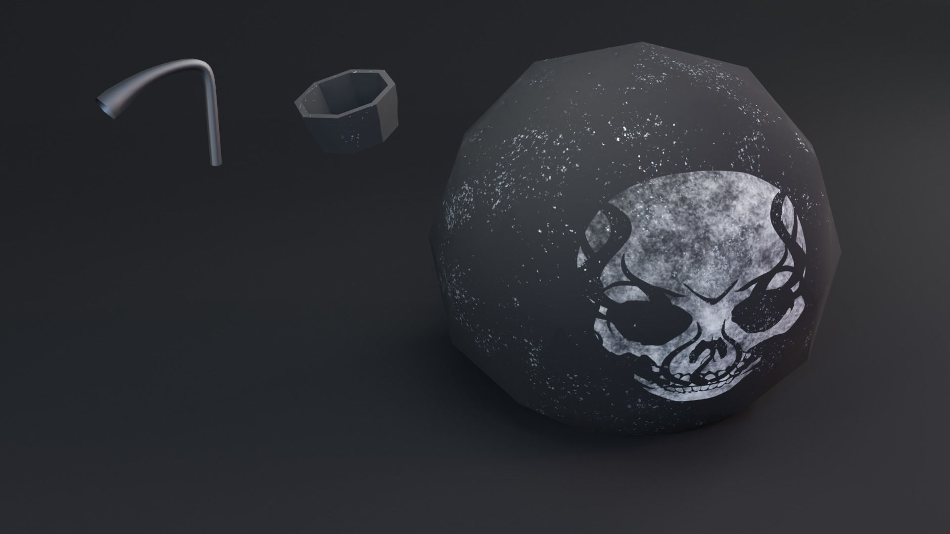 3d Model Grenade Game Ready Low Poly 3d Model Bomb With Skull Vr Ar