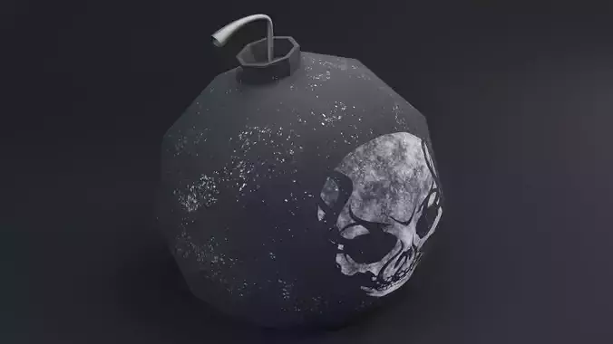 Grenade Game Ready - Low Poly 3d Model bomb with skull Low-poly 3D model