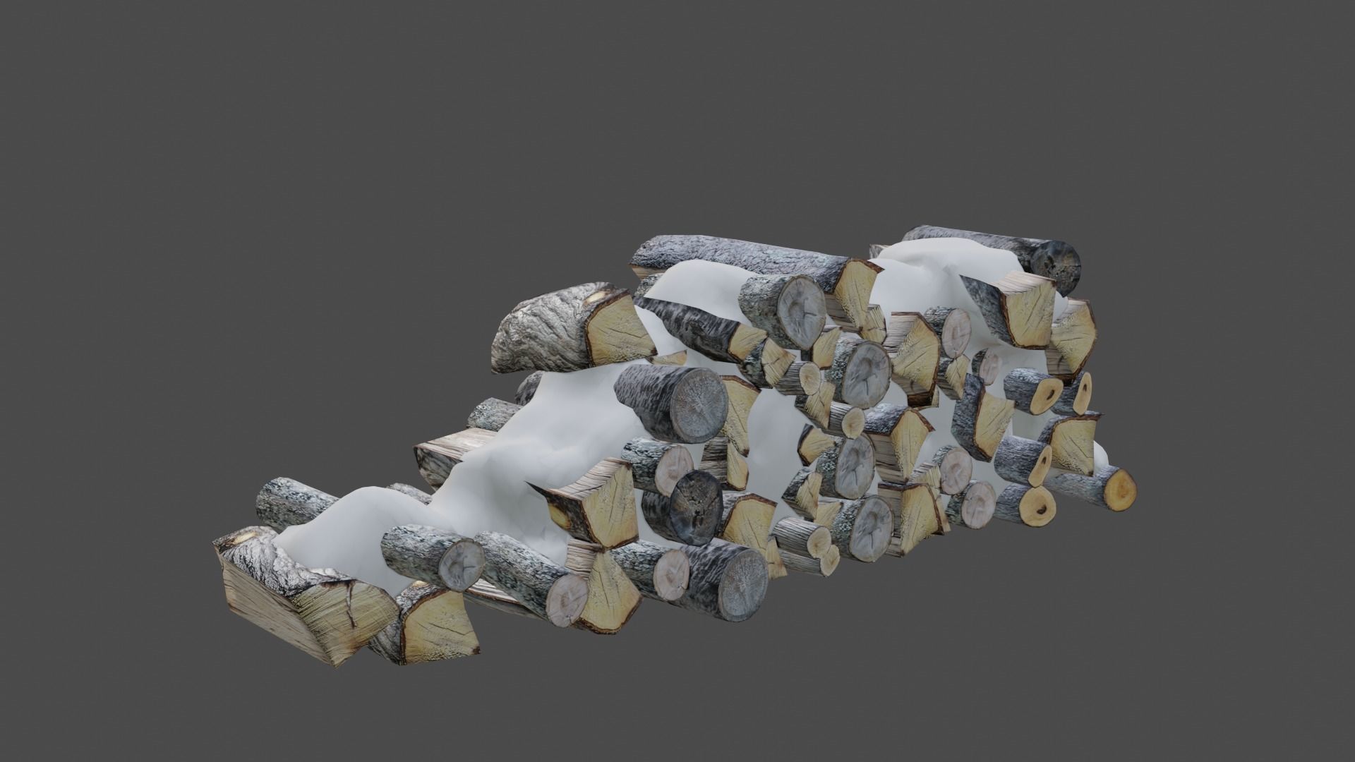 Wood logs Low-poly 3D model_1