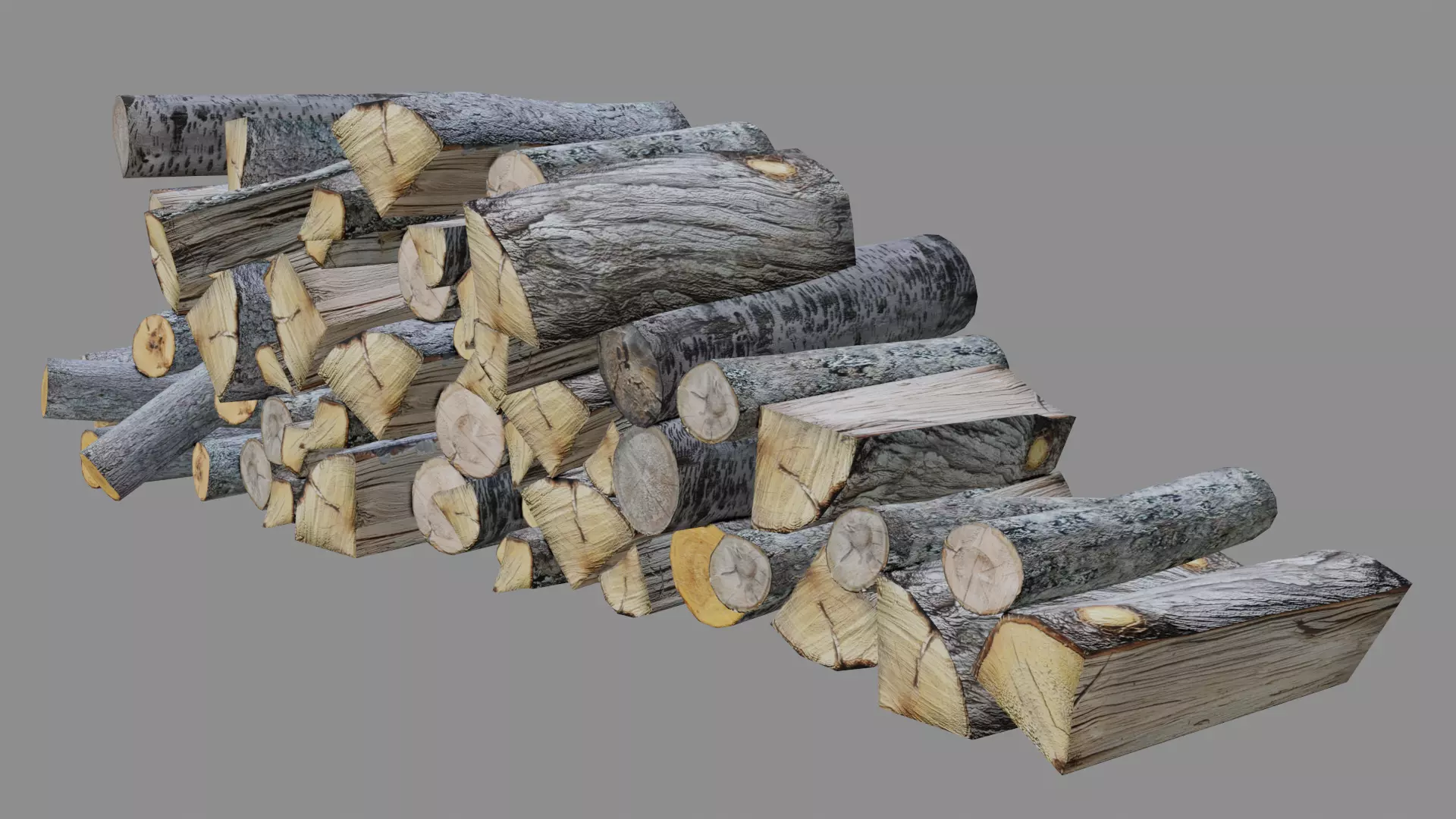 Wood logs Low-poly 3D model_0