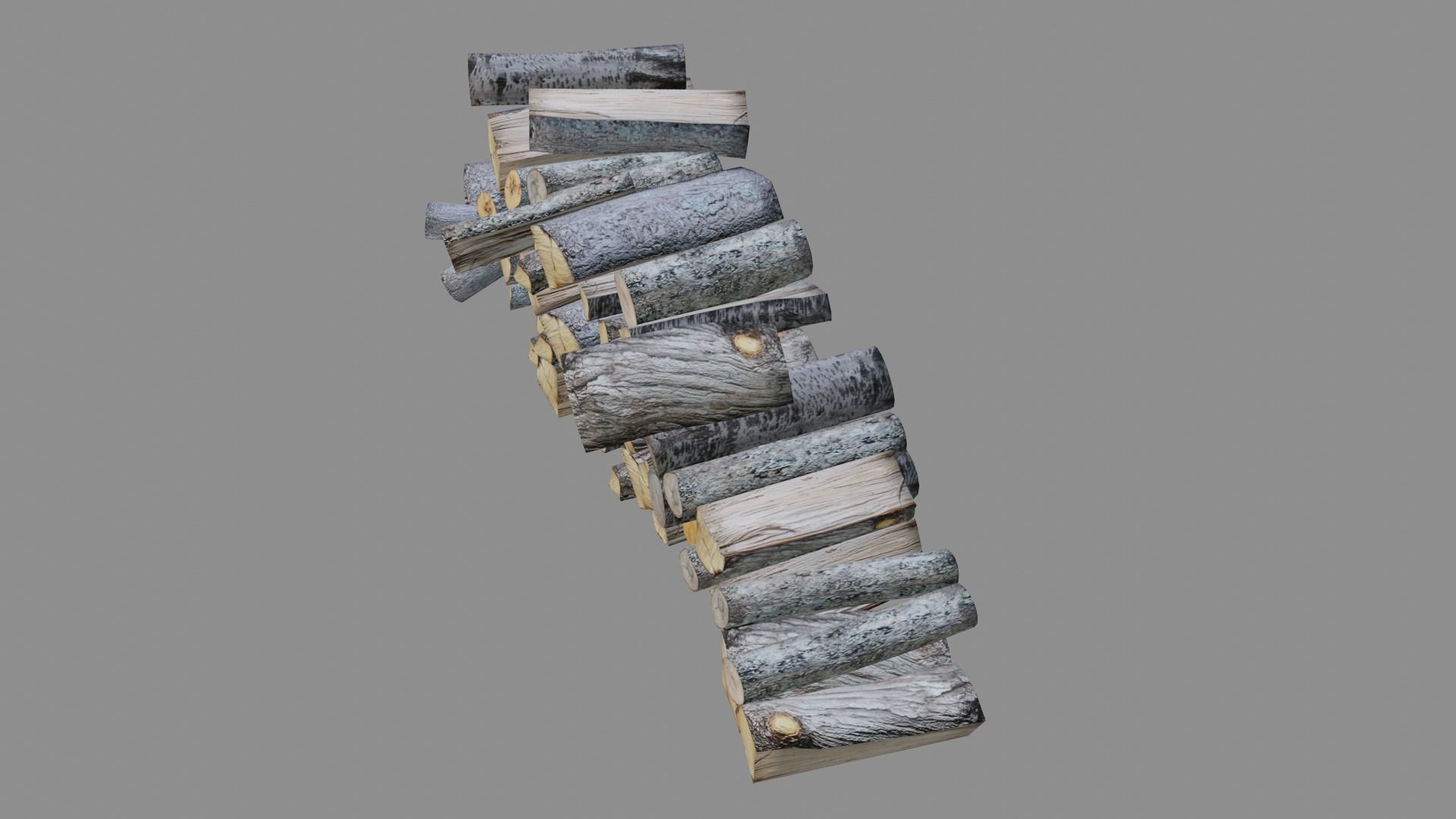 Wood logs Low-poly 3D model_2