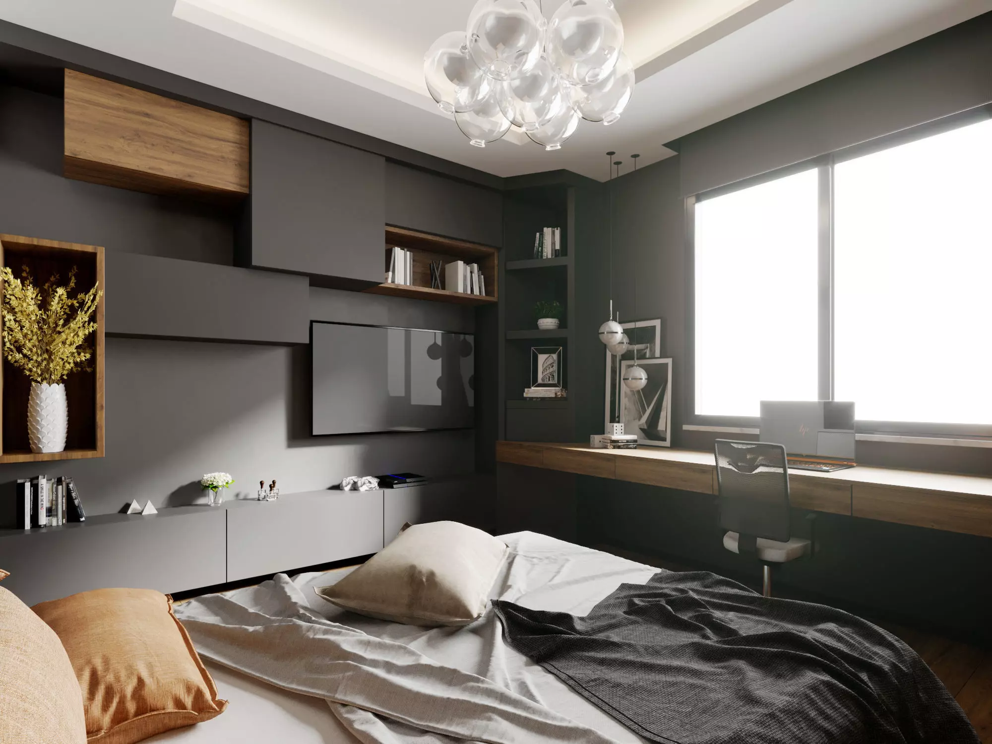 Modern Young Bedroom Scene 3D model