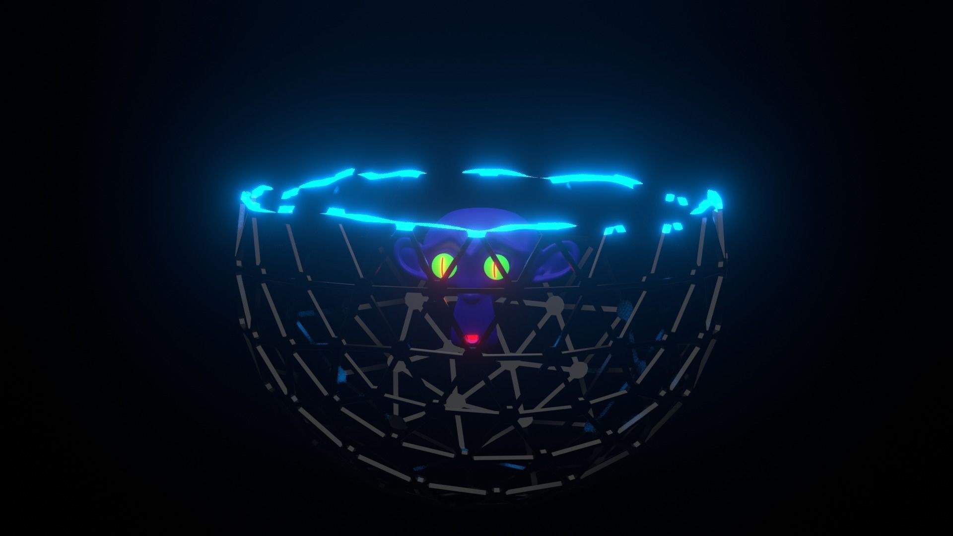 Blender monkey in cage 3D model_16