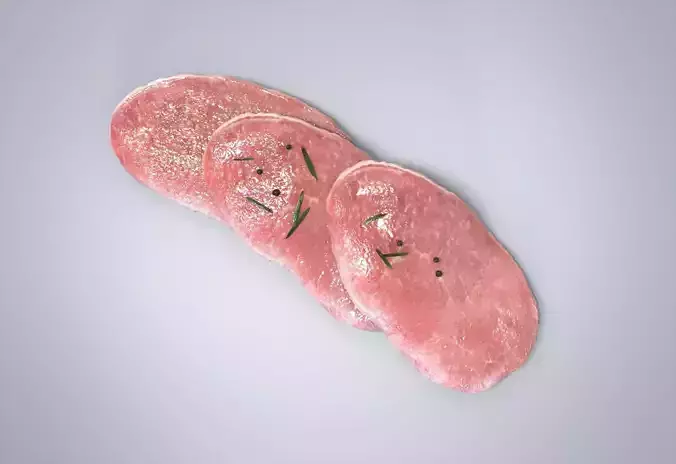 Pork chop 3d food modell