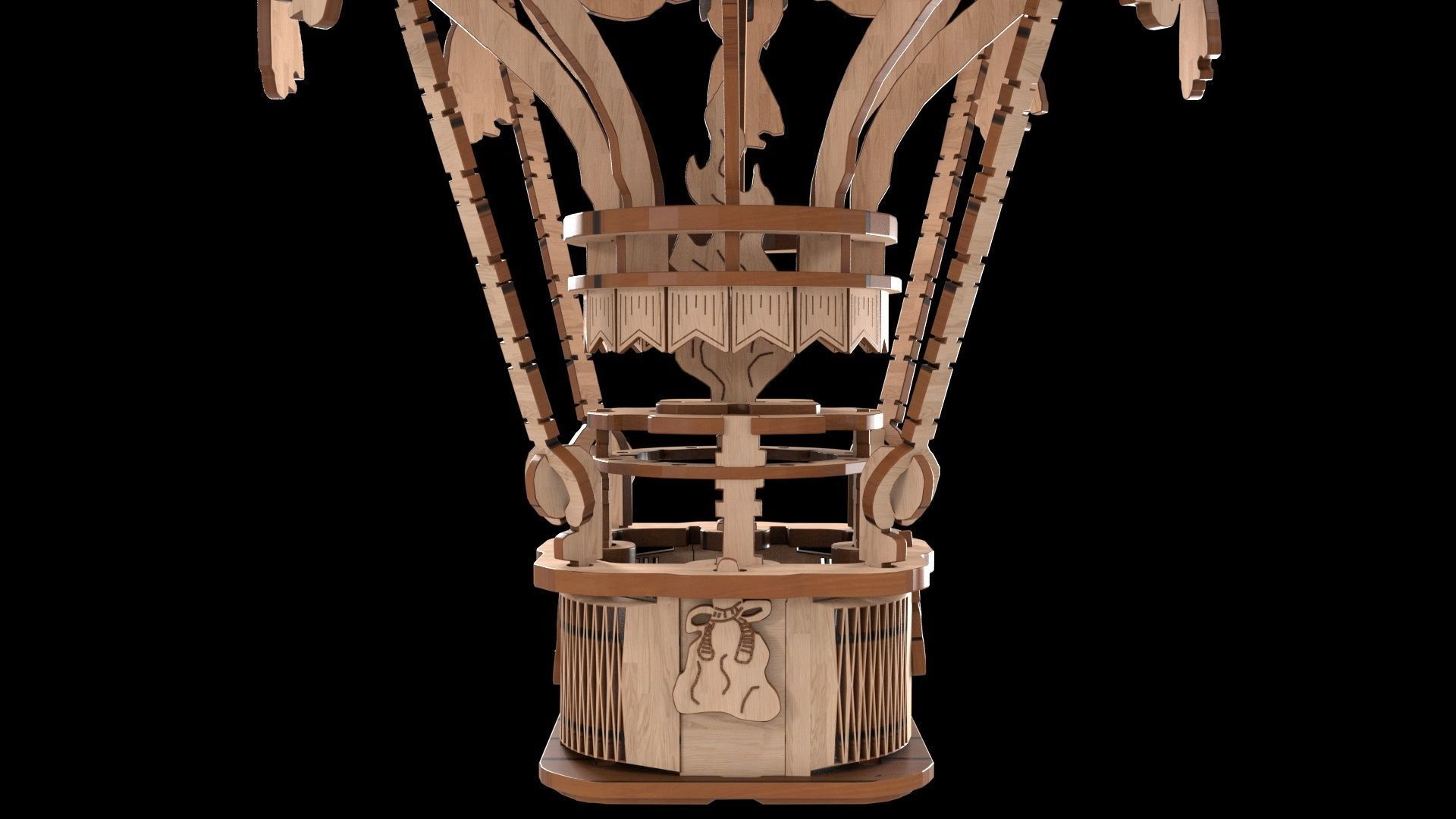 Wooden balloon 3D model_2