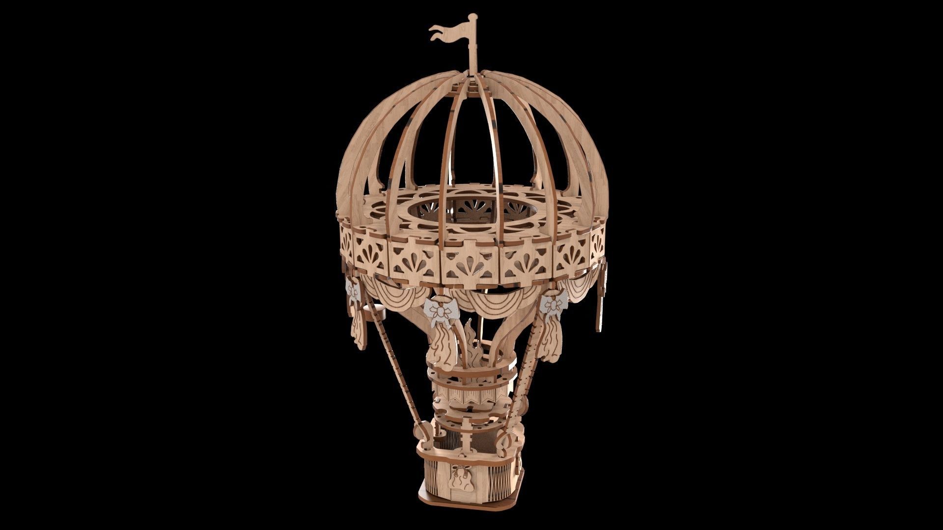 Wooden balloon 3D model_1