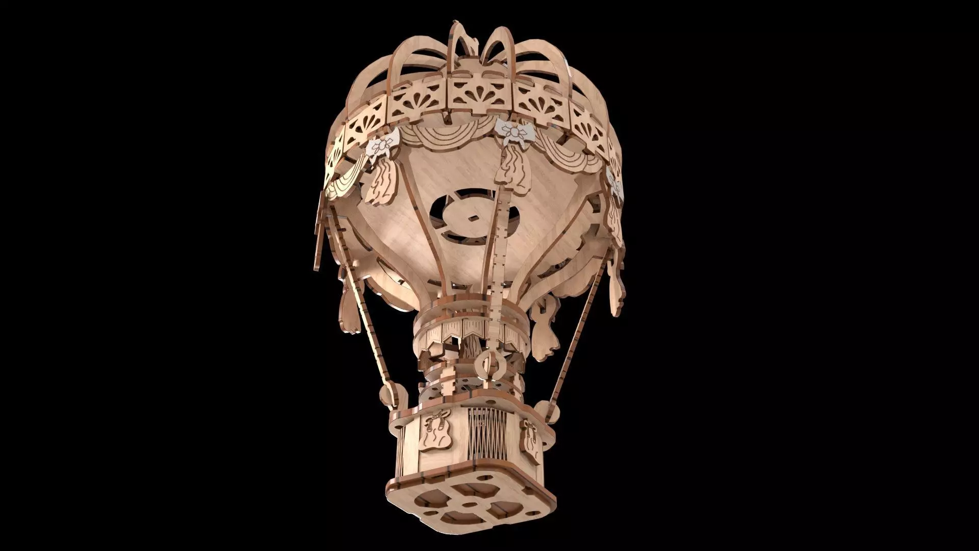 Wooden balloon 3D model_0