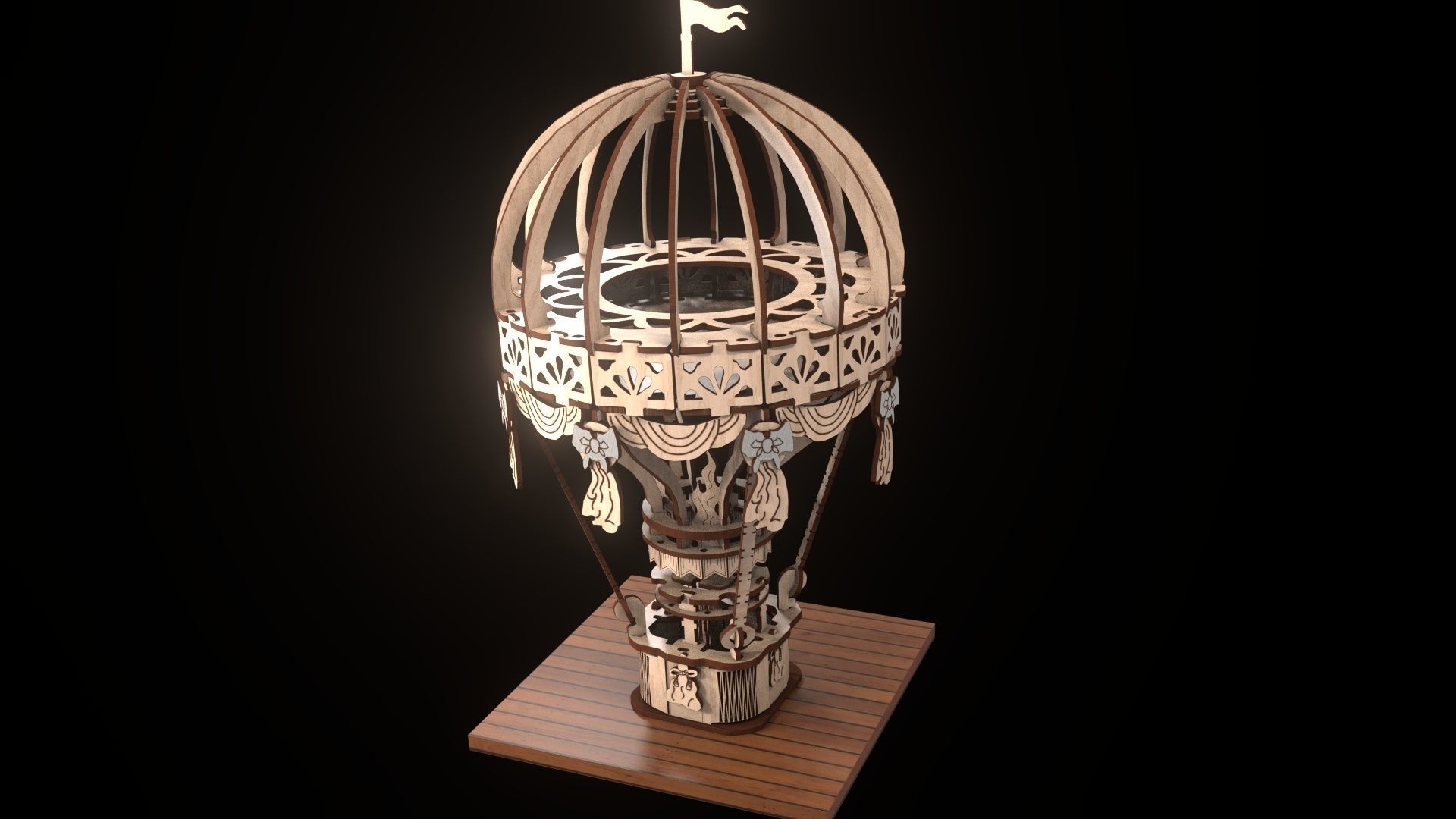 Wooden balloon 3D model_4