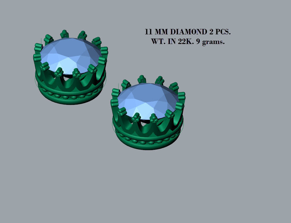 Diamond stud earring  3D print model_1
