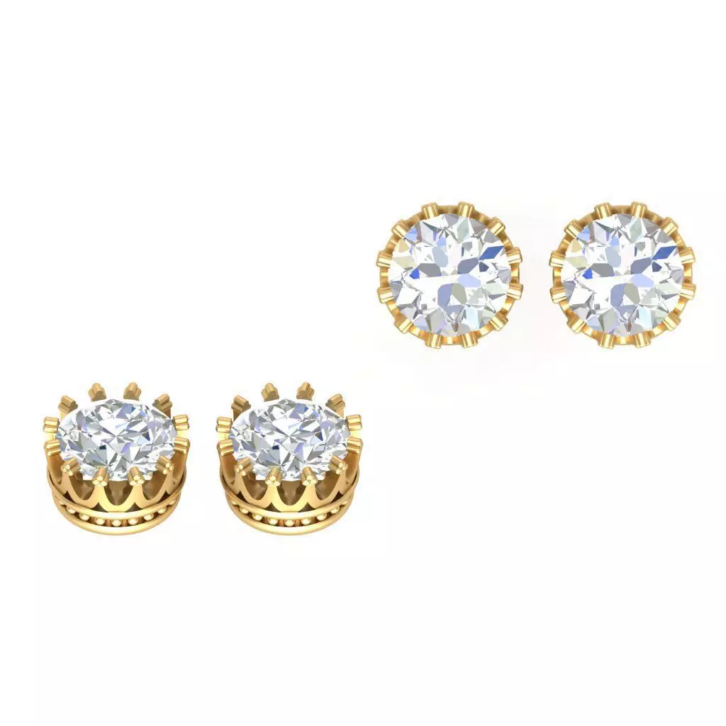Diamond stud earring  3D print model_0