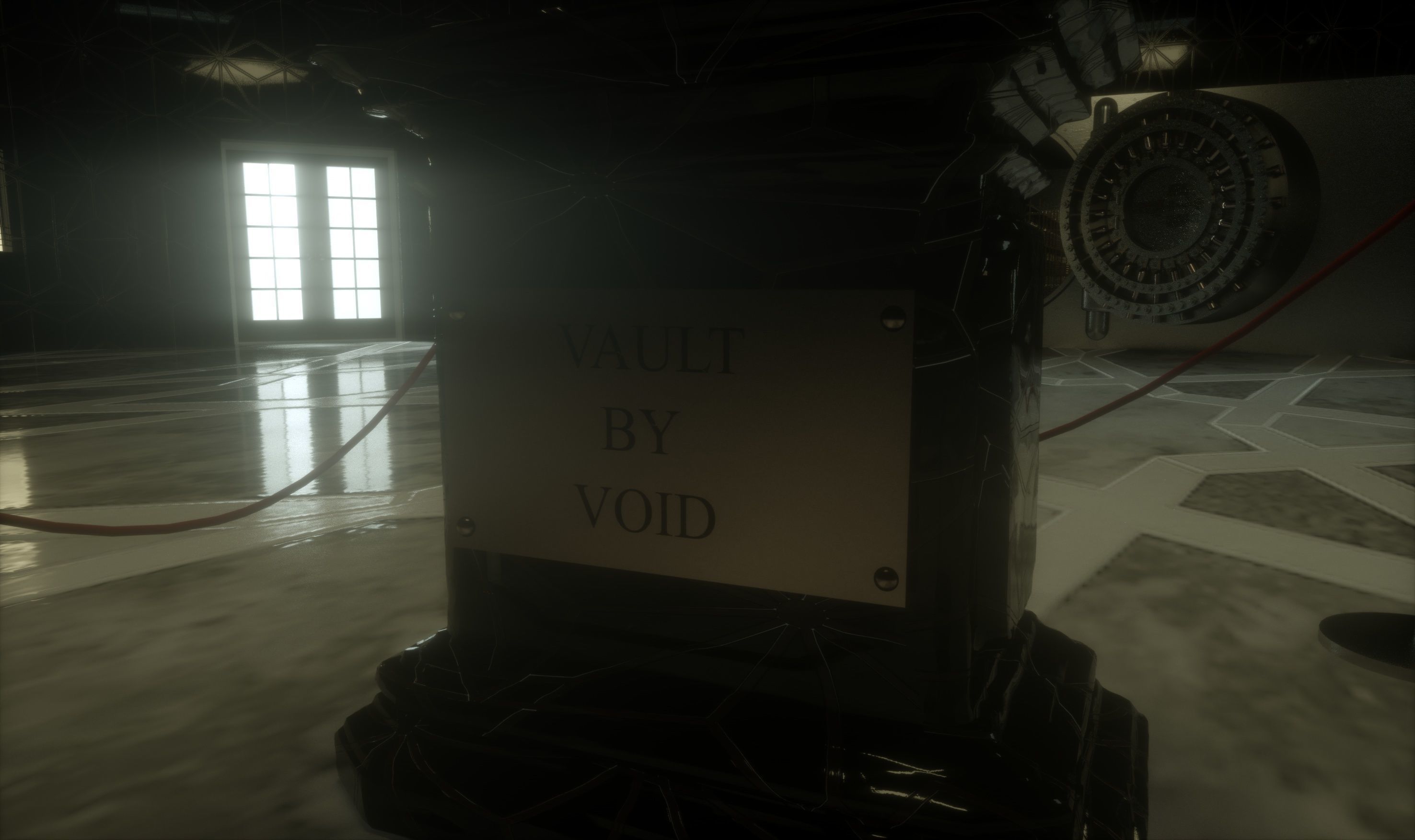 Vault empty room with statue in middle 3D model_1