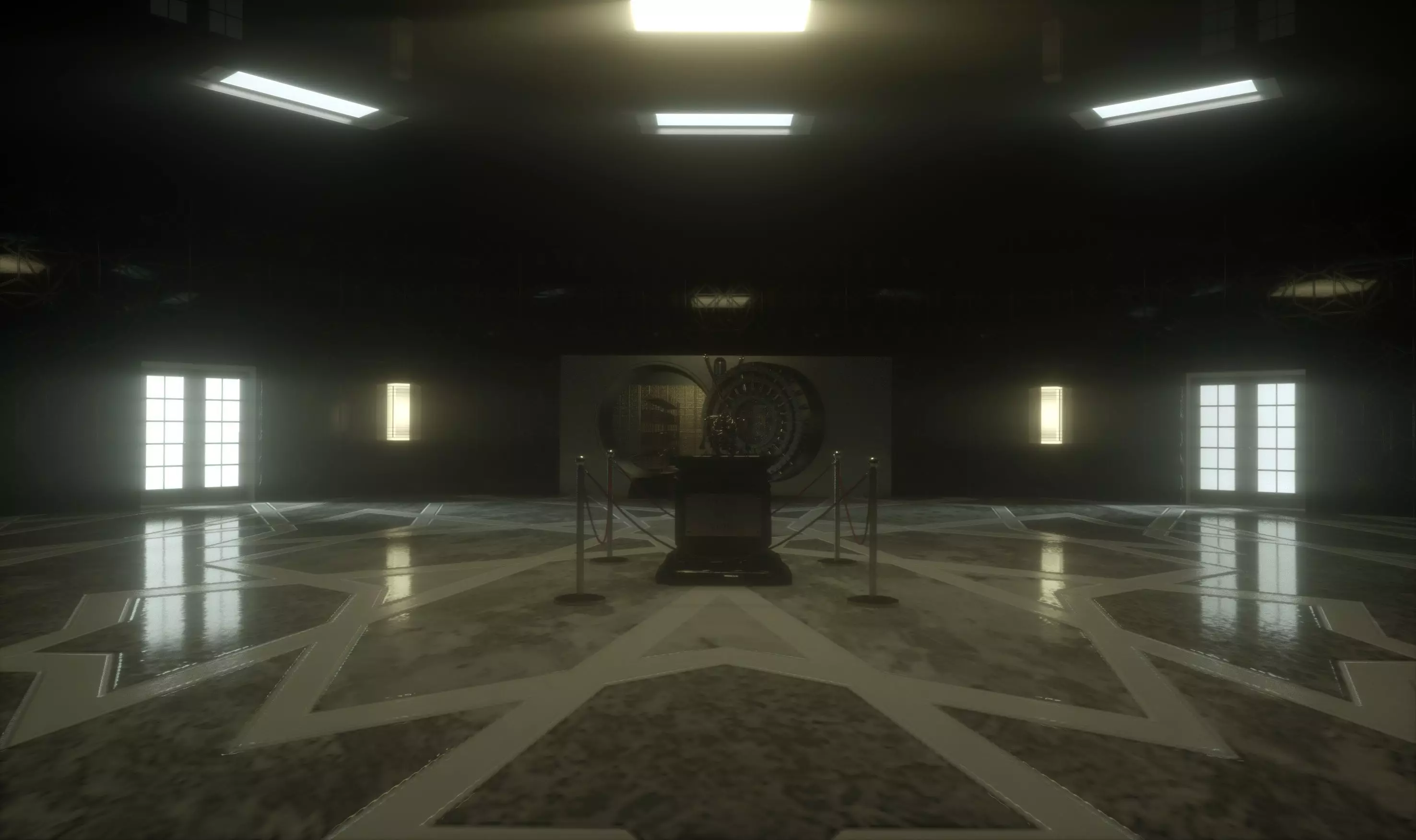 Vault empty room with statue in middle 3D model_0