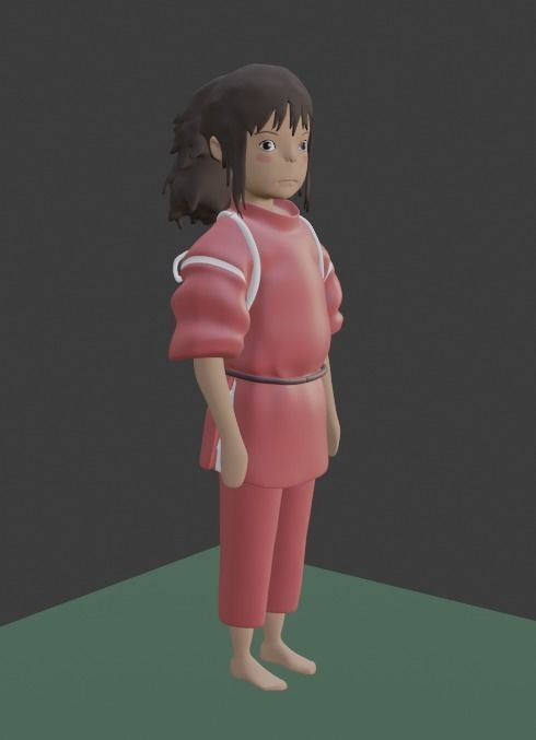 Chihiro girl clothes 3D model_5