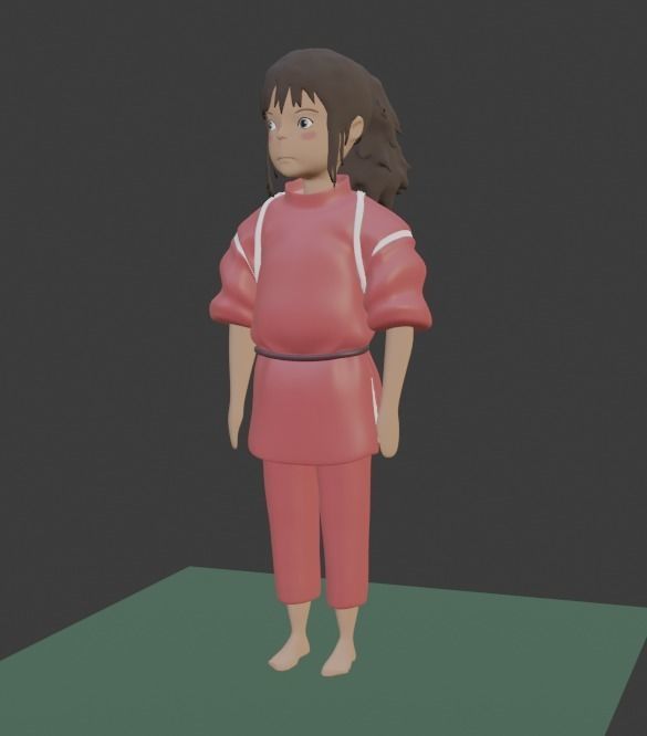 Chihiro girl clothes 3D model_1