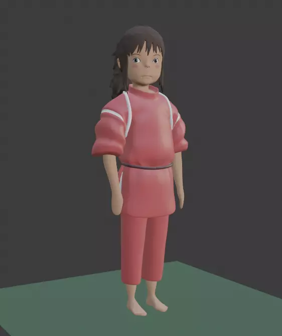 Chihiro girl clothes 3D model_0