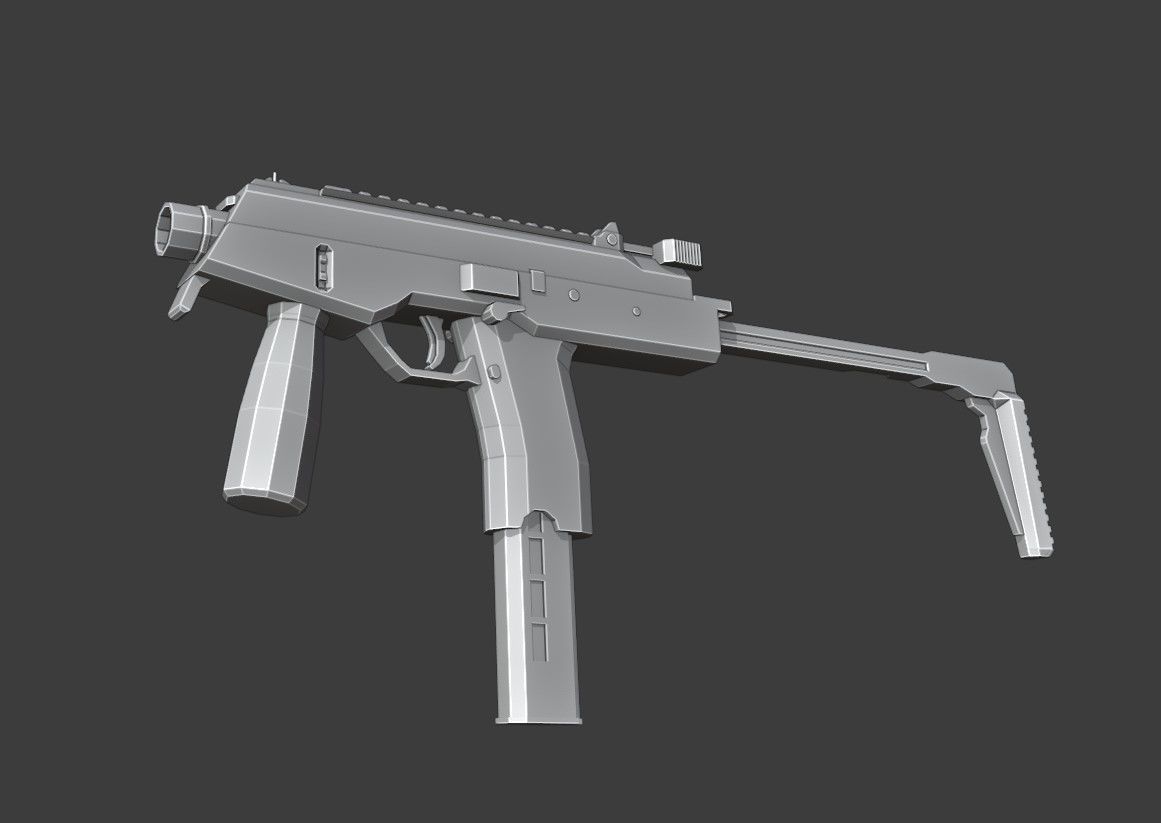 MP9 Low Poly gun Low-poly 3D model_16