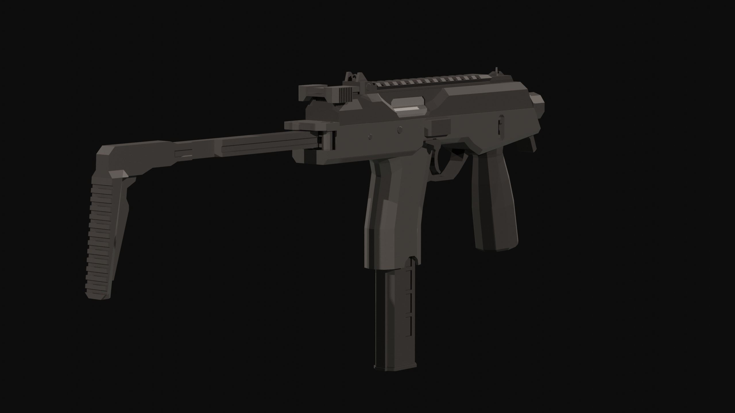MP9 Low Poly gun Low-poly 3D model_1