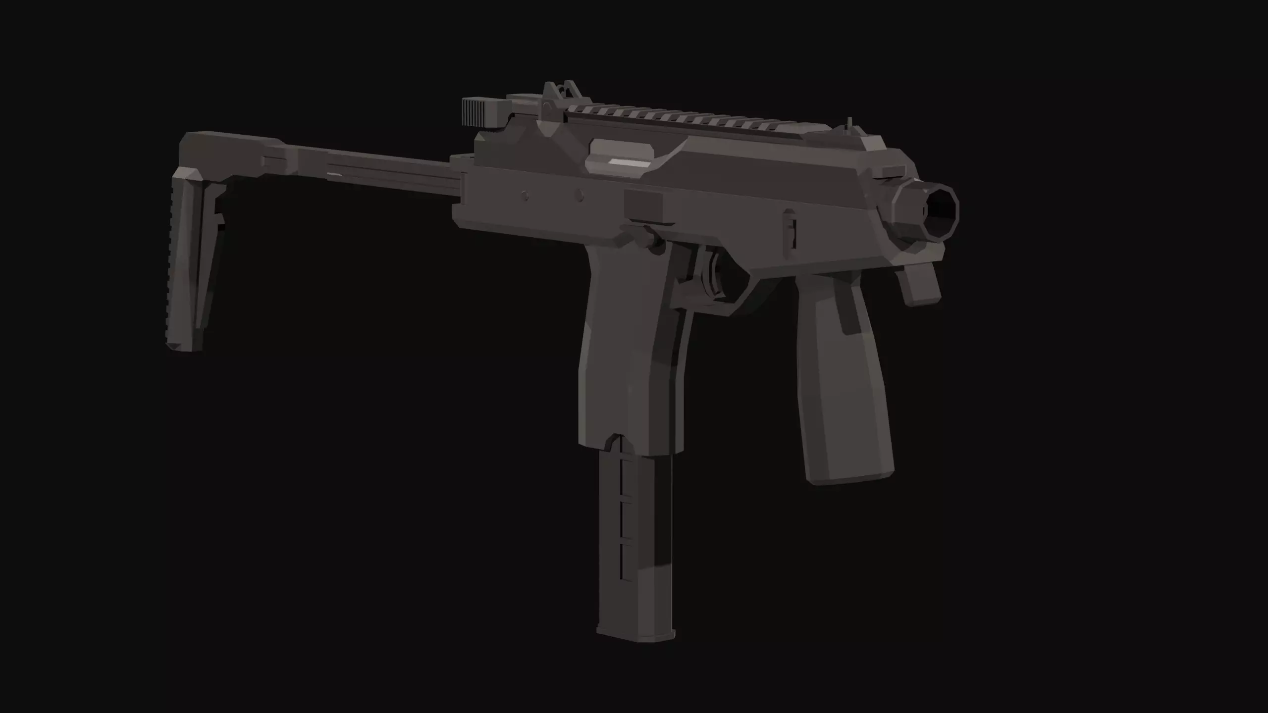 MP9 Low Poly gun Low-poly 3D model_0
