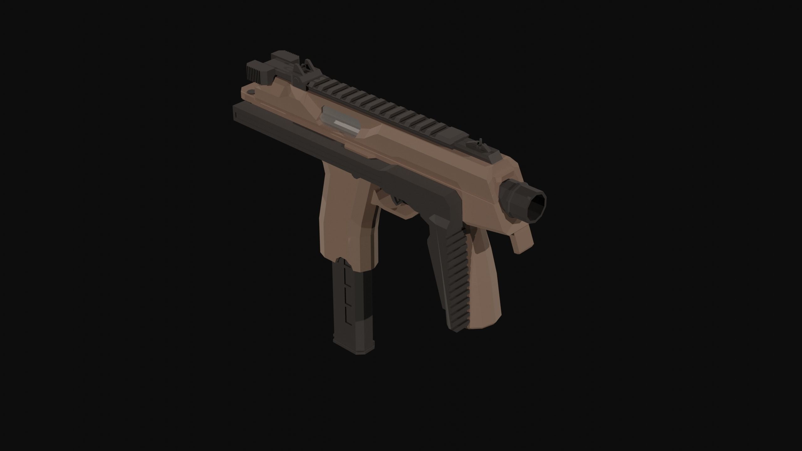MP9 Low Poly gun Low-poly 3D model_7