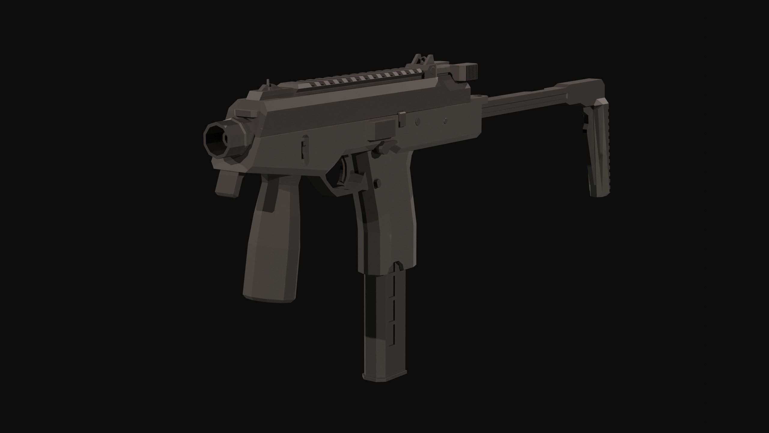 MP9 Low Poly gun Low-poly 3D model_5