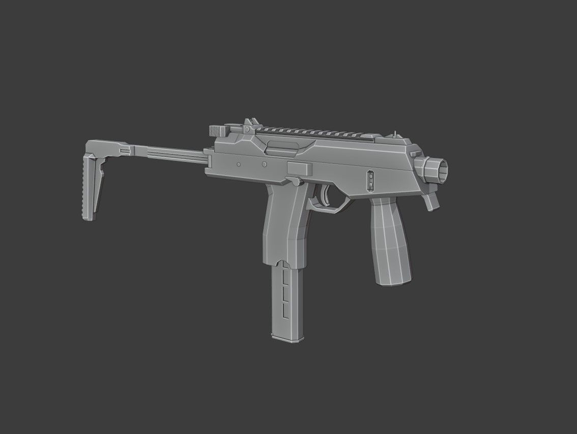 MP9 Low Poly gun Low-poly 3D model_17