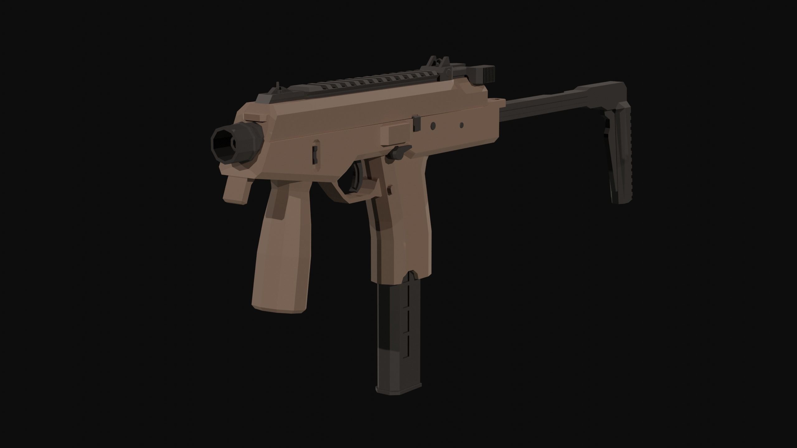 MP9 Low Poly gun Low-poly 3D model_9