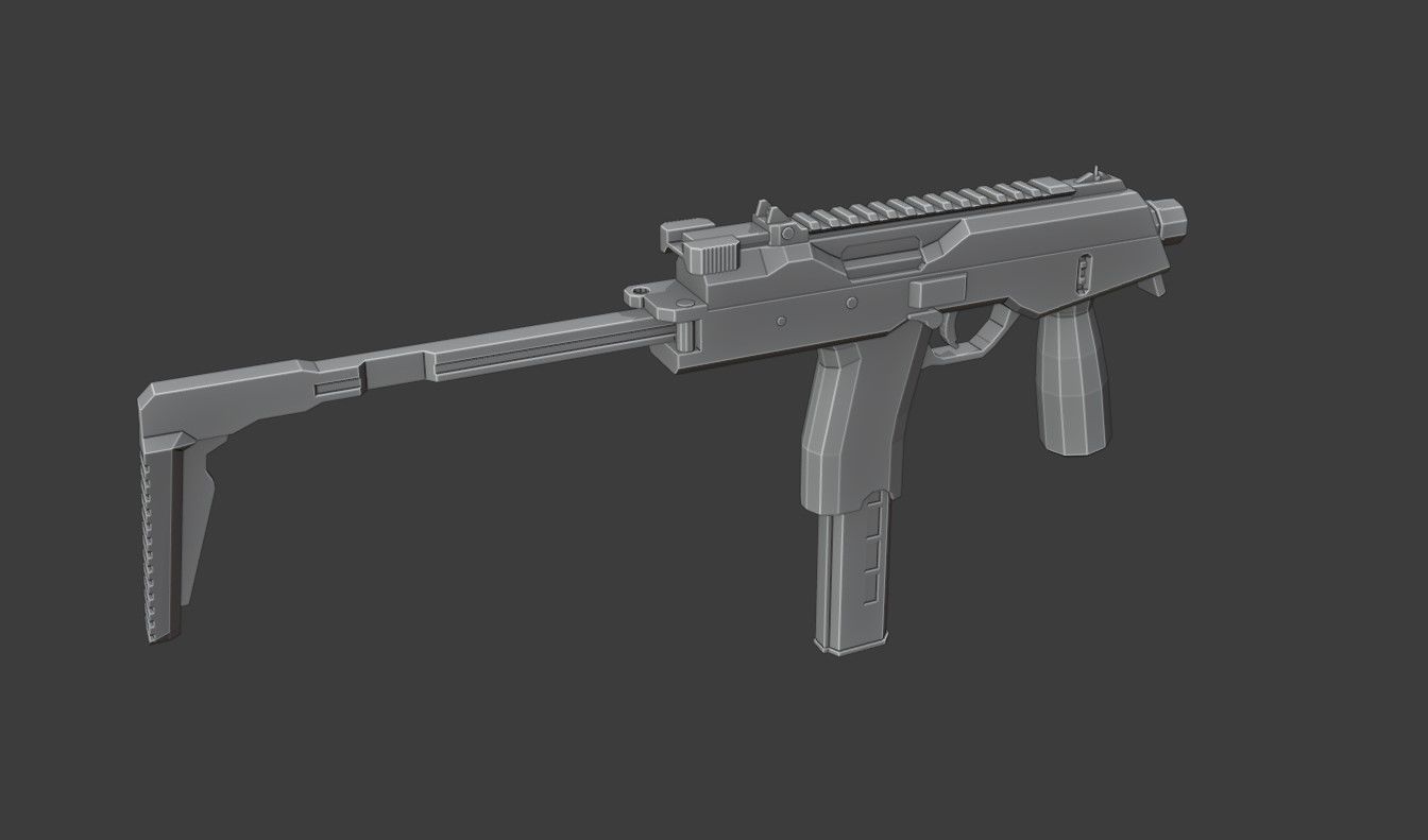 MP9 Low Poly gun Low-poly 3D model_14