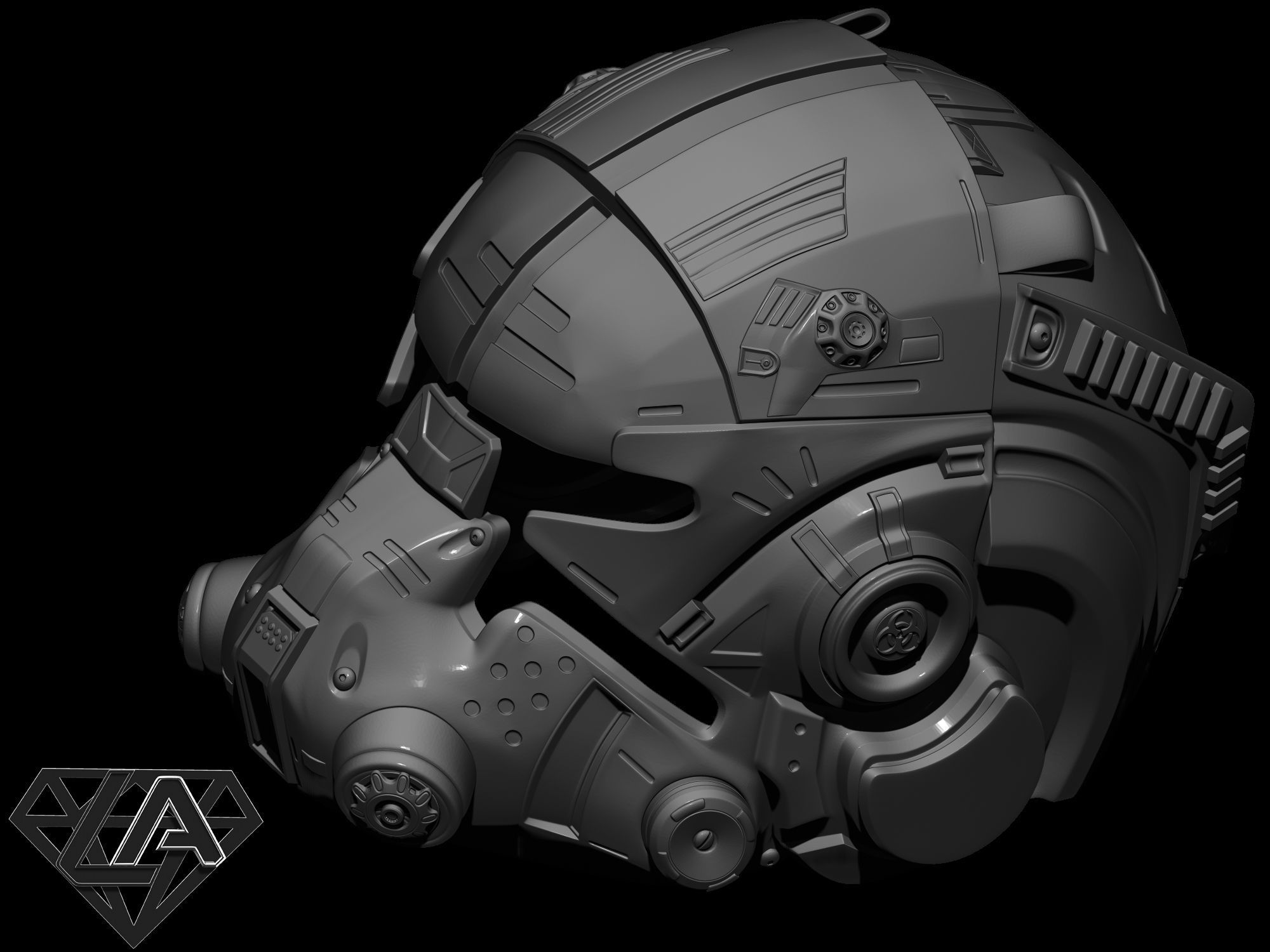 TitanFall 2 Pilot Sci fi custom helmet 3D print model_13