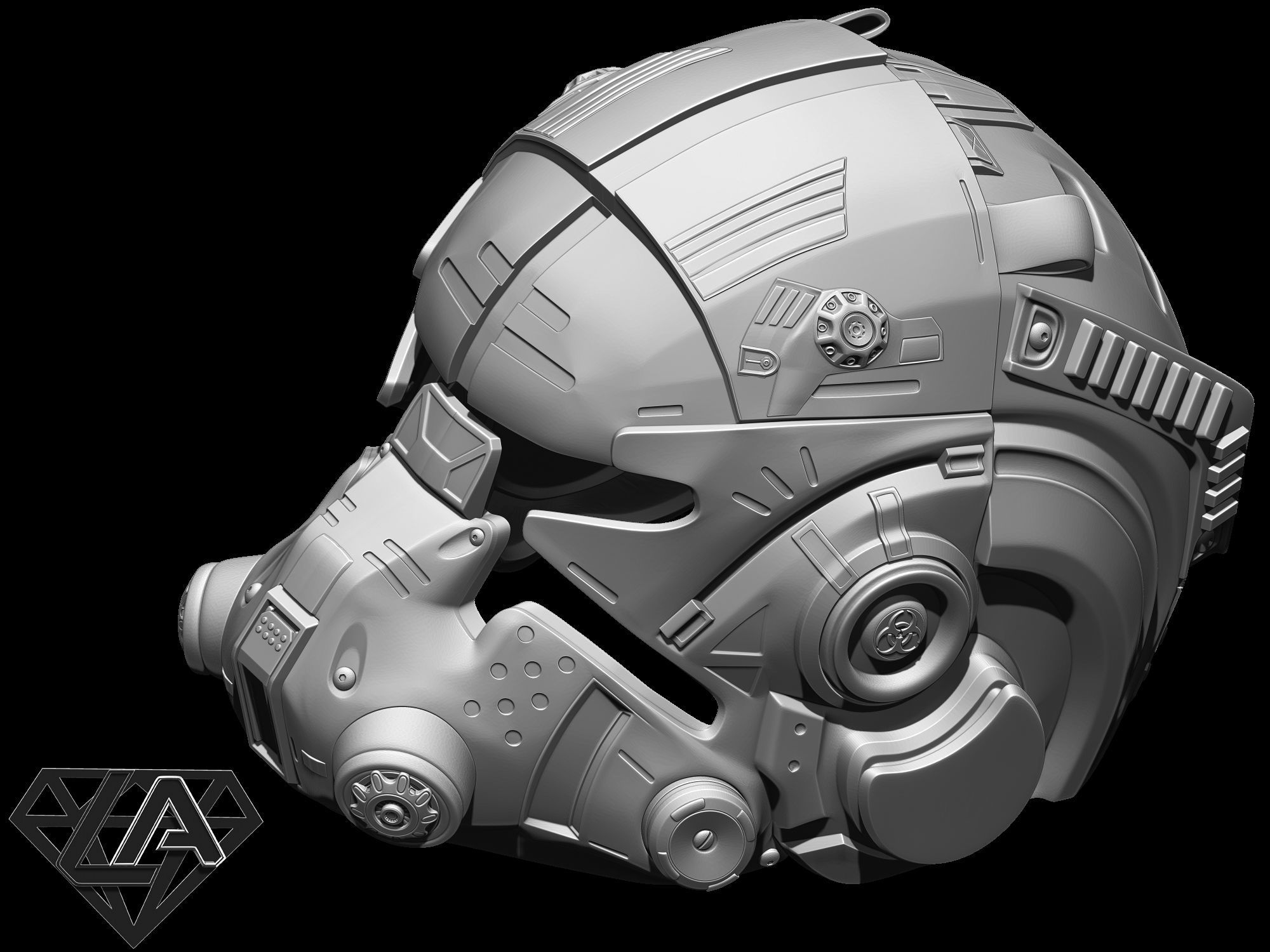 TitanFall 2 Pilot Sci fi custom helmet 3D print model_12