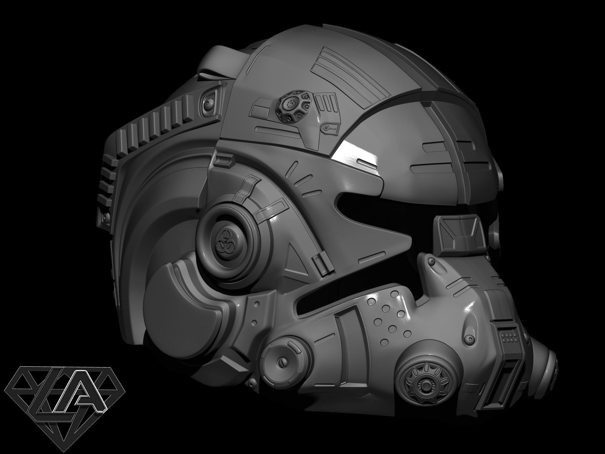 TitanFall 2 Pilot Sci fi custom helmet 3D print model_5