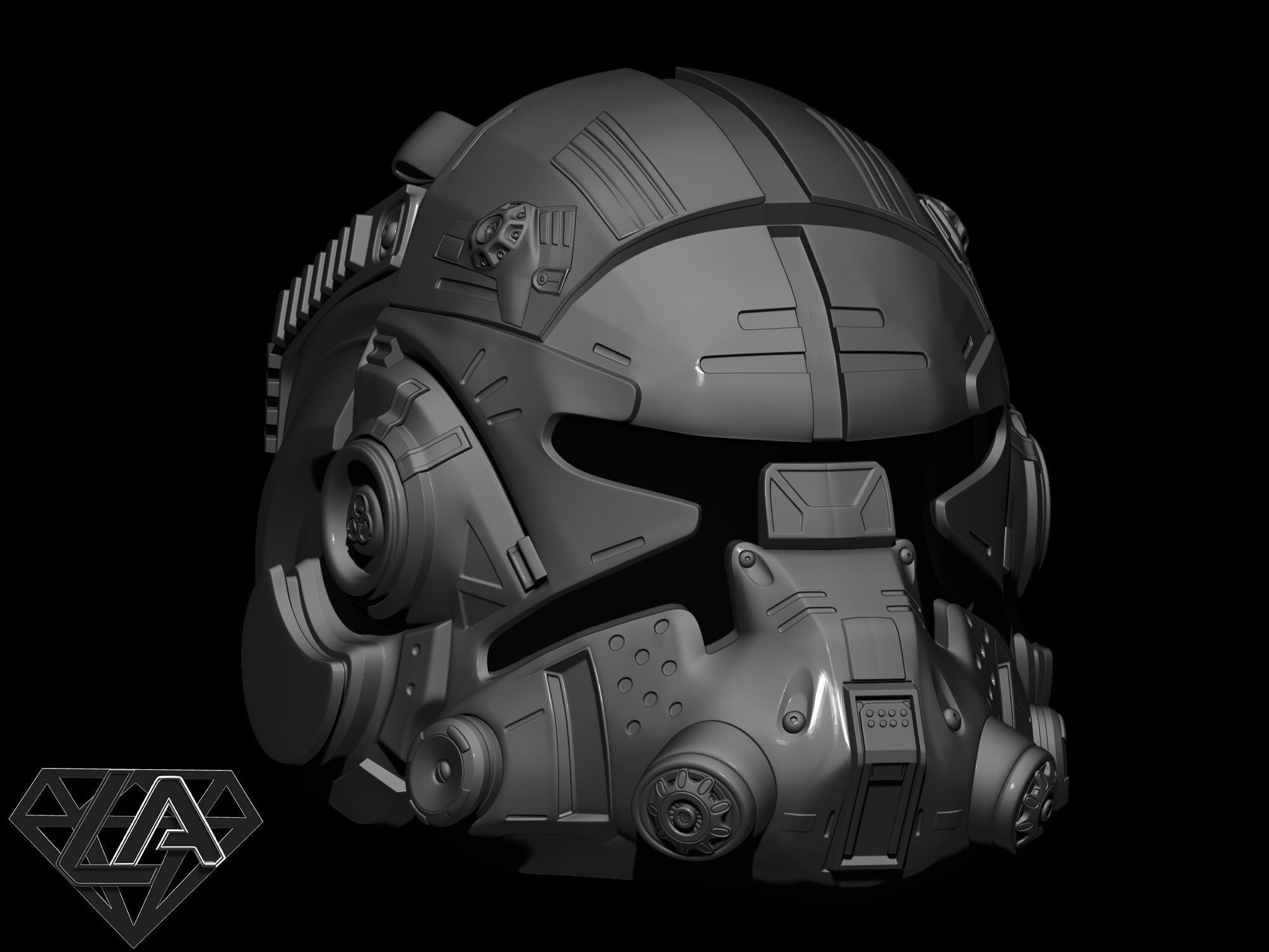 TitanFall 2 Pilot Sci fi custom helmet 3D print model_3