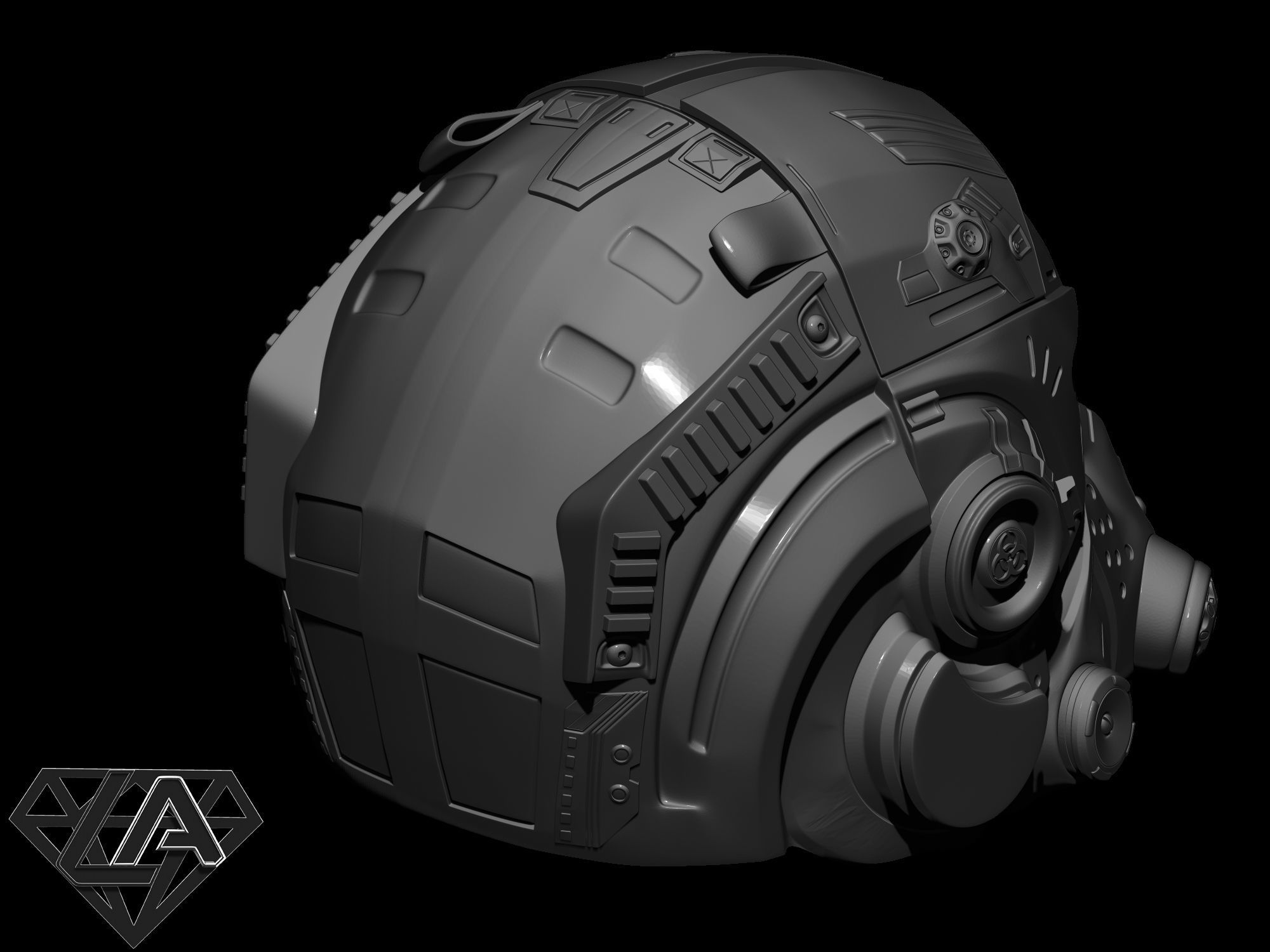 TitanFall 2 Pilot Sci fi custom helmet 3D print model_9