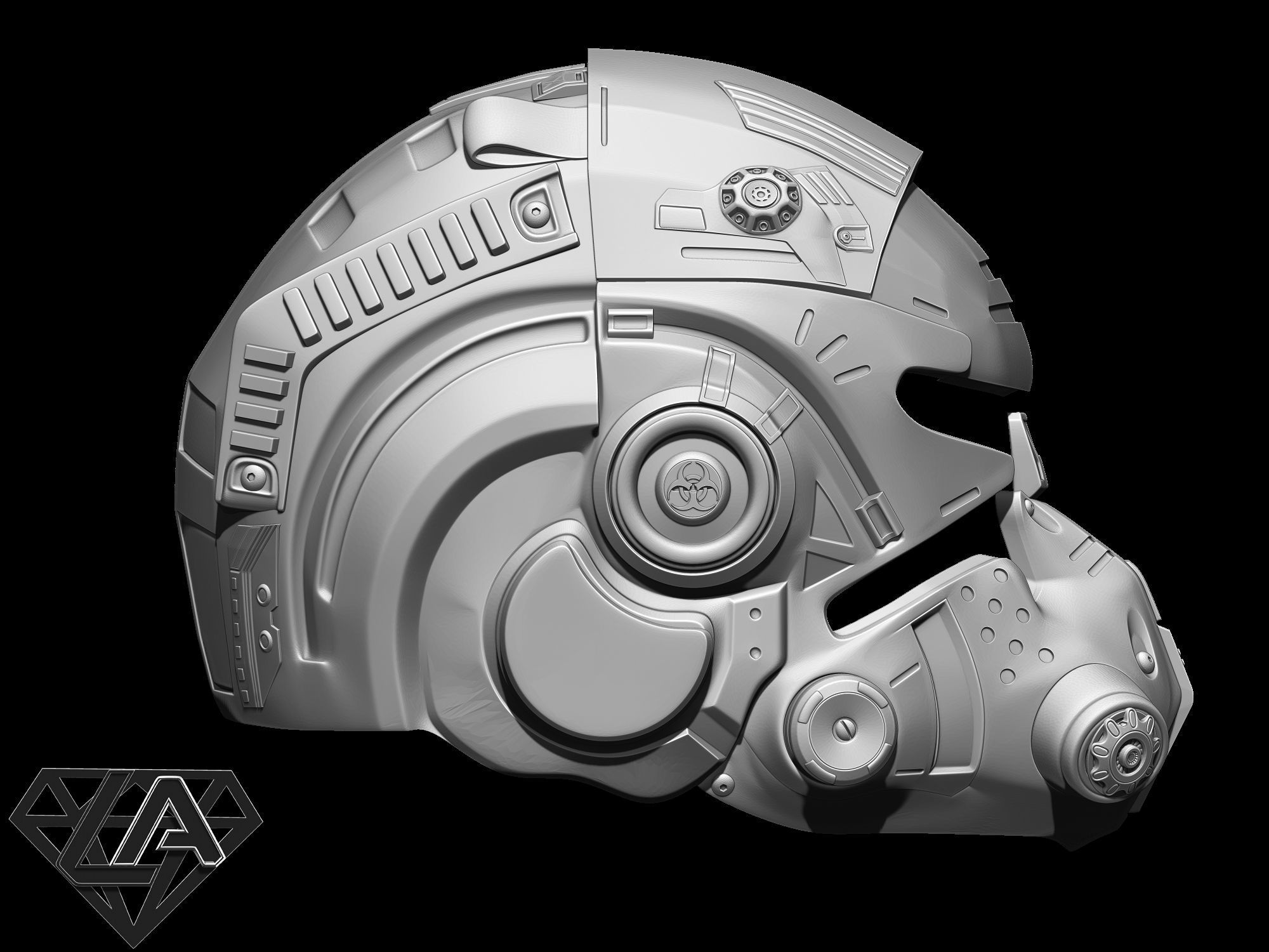 TitanFall 2 Pilot Sci fi custom helmet 3D print model_6