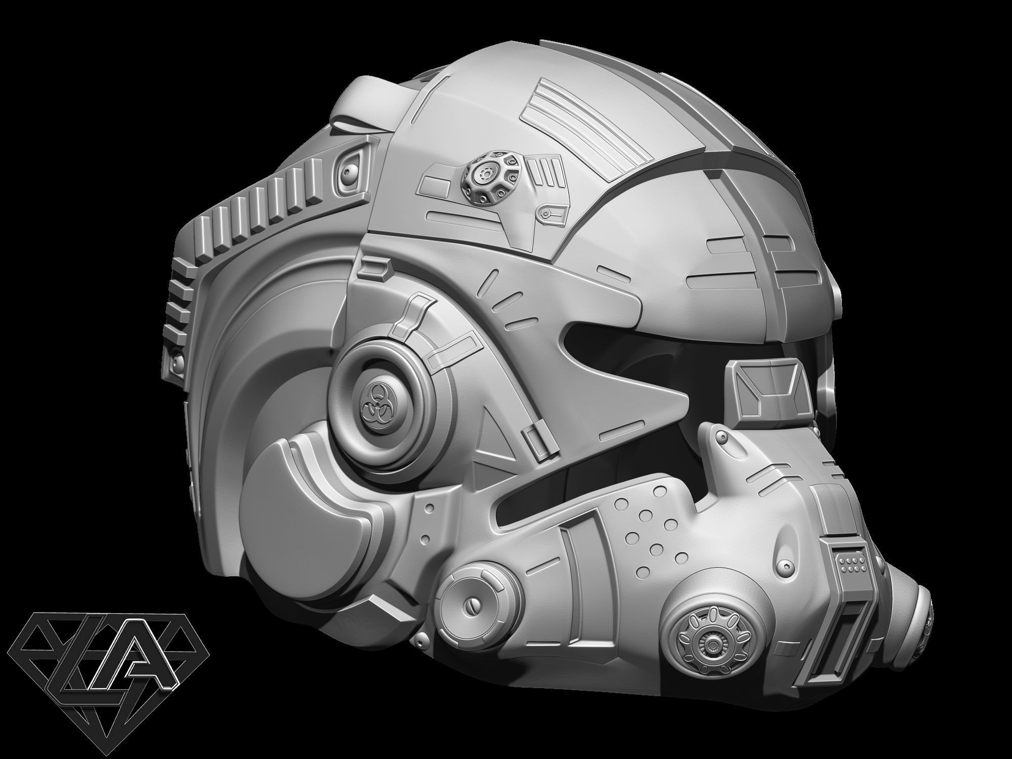 TitanFall 2 Pilot Sci fi custom helmet 3D print model_4